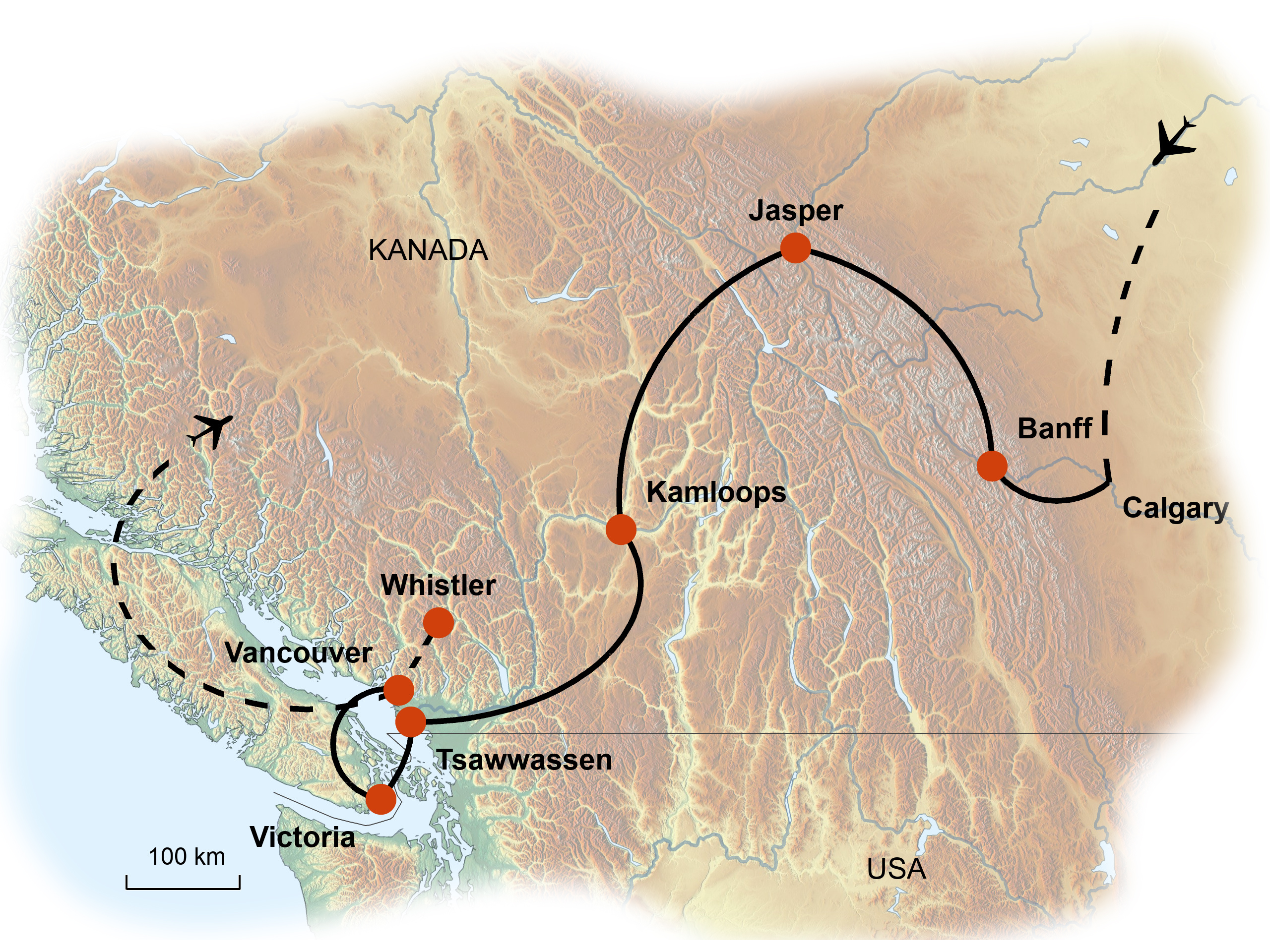 Kanada West Karte KIWI Sondergruppen