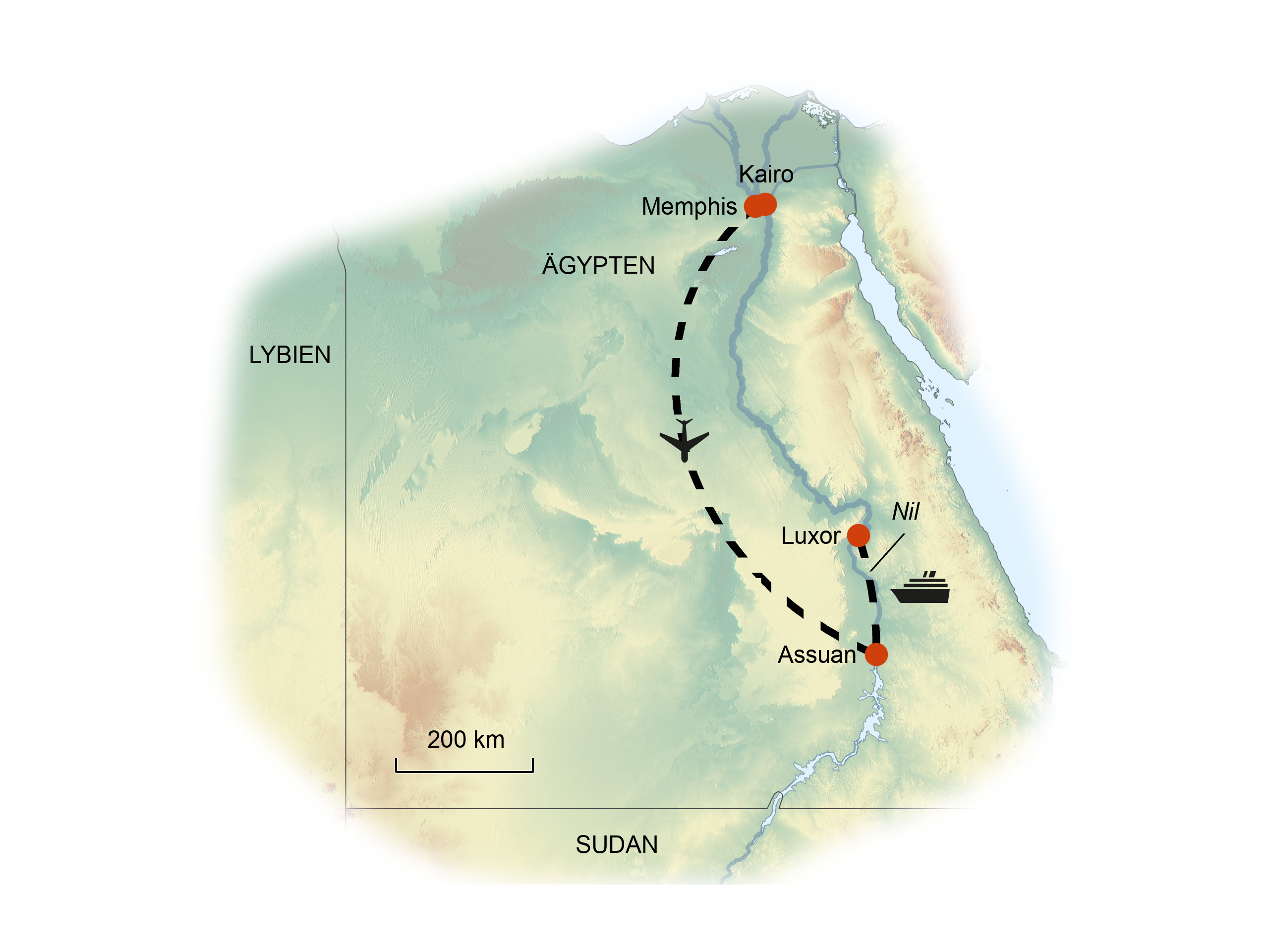 Karte Im Land der Pharaonen mit Nilkreuzfahrt